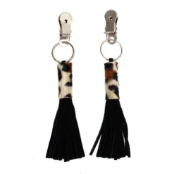 Pinces à Seins Avec Petit Fouet Cuir Suède (Léopard) - Rimba