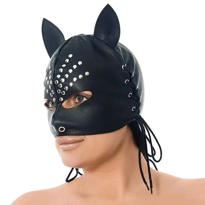 Masque BDSM En Cuir Avec Oreilles - Rimba 3 Masque BDSM En Cuir Avec Oreilles - Rimba