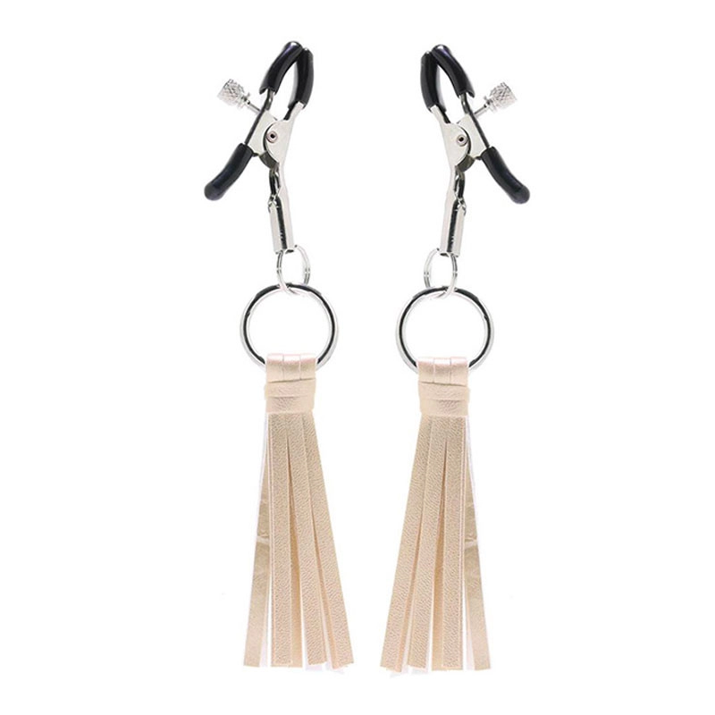 Pinces à Tétons Avec Petit Fouet (Doré) - CalExotics 3 Pinces à Tétons Avec Petit Fouet (Doré) - CalExotics