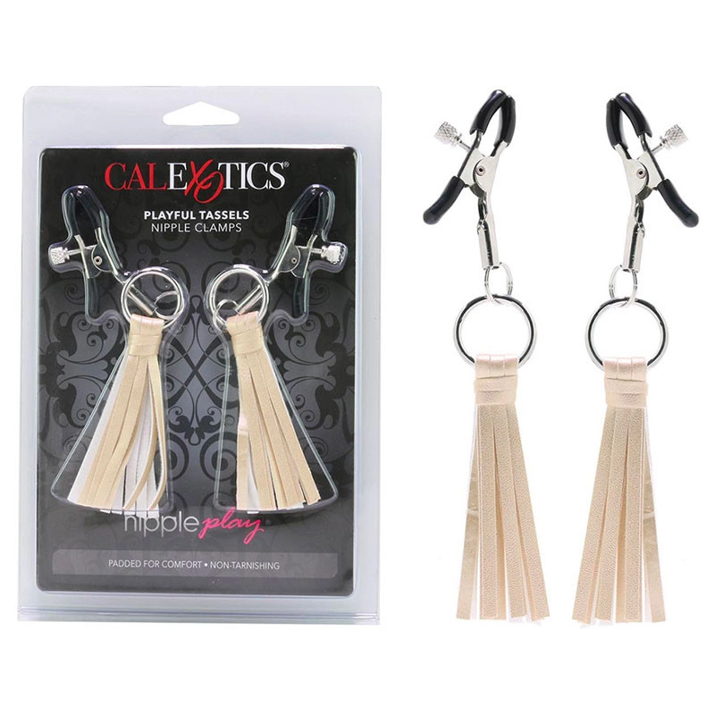Pinces à Tétons Avec Petit Fouet (Doré) - CalExotics 4 Pinces à Tétons Avec Petit Fouet (Doré) - CalExotics – Image 2