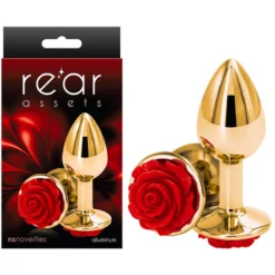 Plug Anal Aluminium Rear Assets Rose Rouge & Gold (M) - NS Novelties