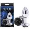Plug Anal Aluminium Rear Assets Rose Argent & Noir (M) - NS Novelties