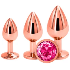 Kit De Plug Anal Aluminium Rear Assets Rose & Gold (3x) - NS Novelties