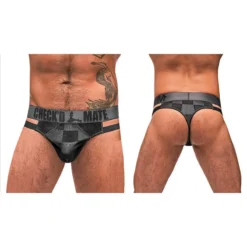 String Check'd Mate (Noir & Gris) - Male Power -Erotikartikel Verkaufe 22478
