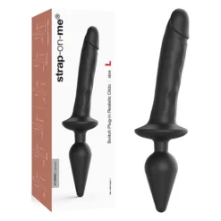 Dildo Réaliste Avec Plug Anal (Noir) - Strap-on-me -Erotikartikel Verkaufe 22653