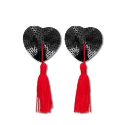 Caches Tétons Cœur Noir Ficelle Rouge – Nippies Paris - Hollywood