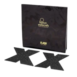 Bijoux Indiscrets Nippies Flash Cross Noirs - Cache-tétons Adhésifs